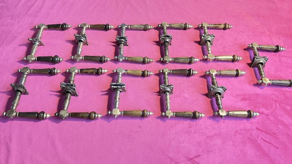 Antieke deurklinken met hoorn, deur grepen, deurkrukken, Antiek en Kunst, Antiek | Woonaccessoires, Ophalen of Verzenden