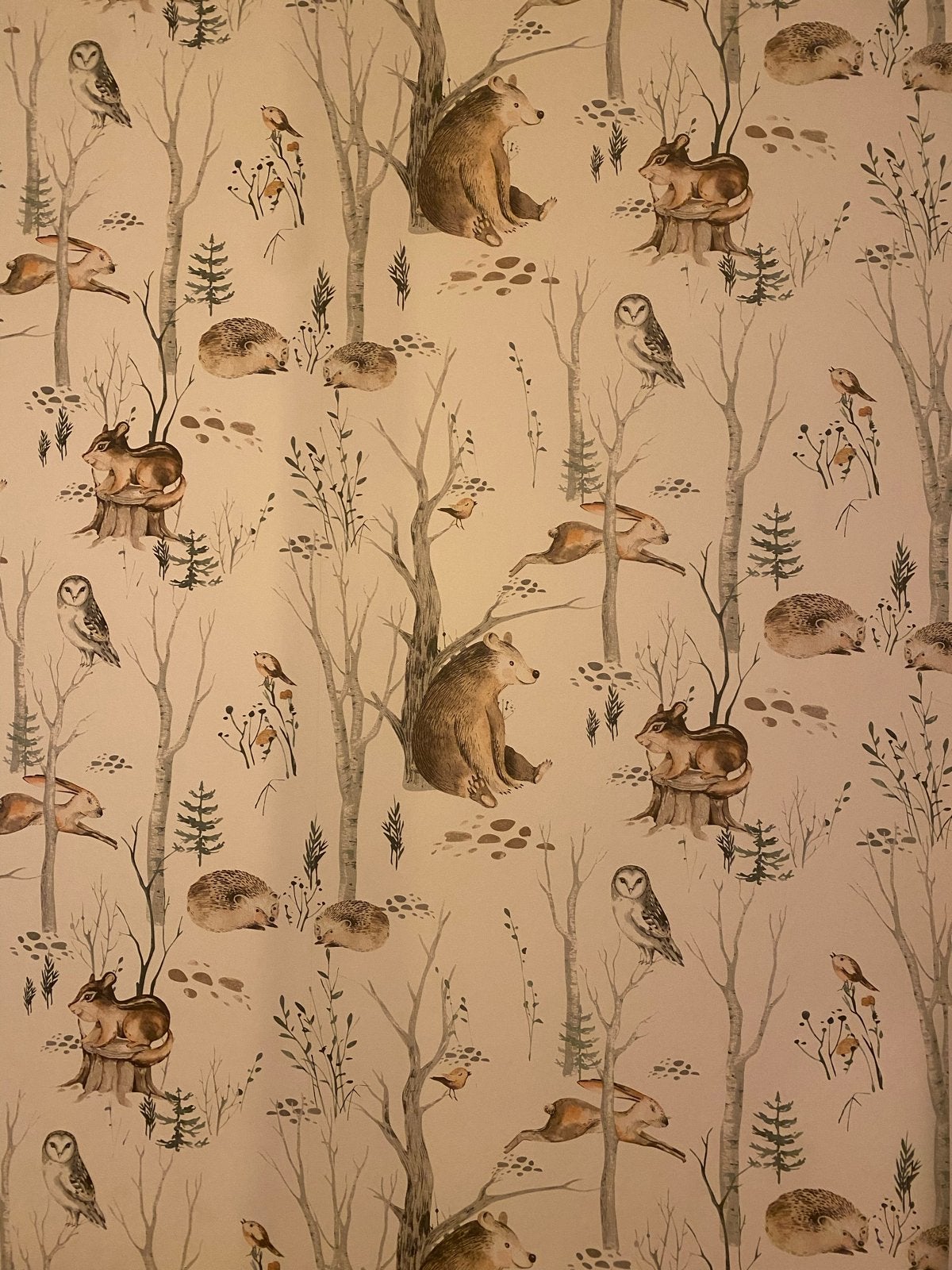 Vliesbehang met bosdierenpatroon - HomeStyle, Natuurlijk, Overige merken, Wit, Ophalen of Verzenden