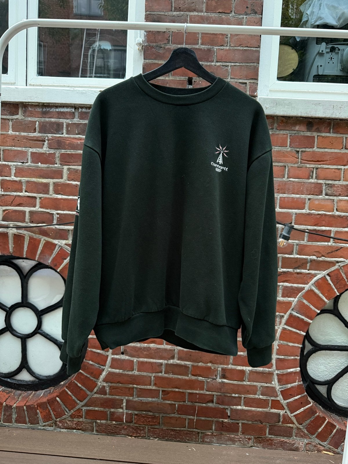 Carhartt WIP Detroit Connection Sweatshirt - Donkergroen, Ophalen of Verzenden, Zo goed als nieuw, Maat 46 (S) of kleiner, Groen
