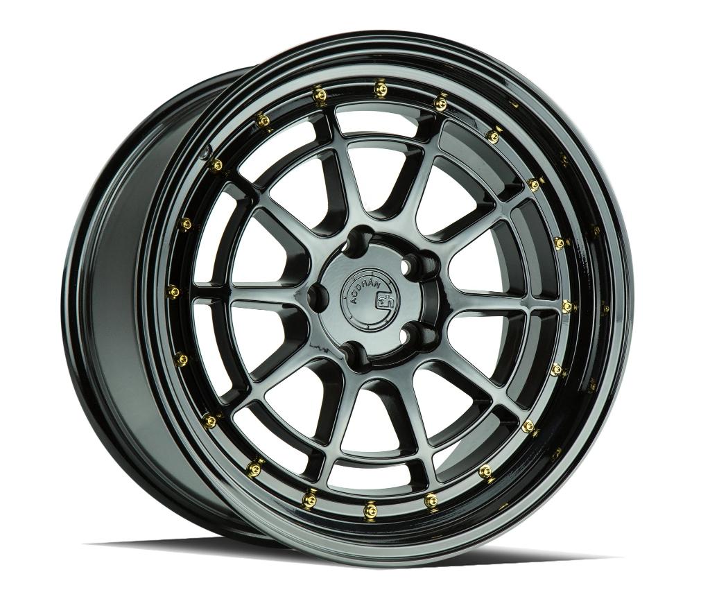 Aodhan AH04 Zwart goud 15 x 8.0J ET20 4x100 4x114.3, Ophalen of Verzenden