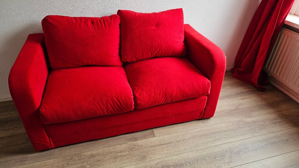 Slaapbank, Ophalen, Gebruikt, Tweepersoons, Rood