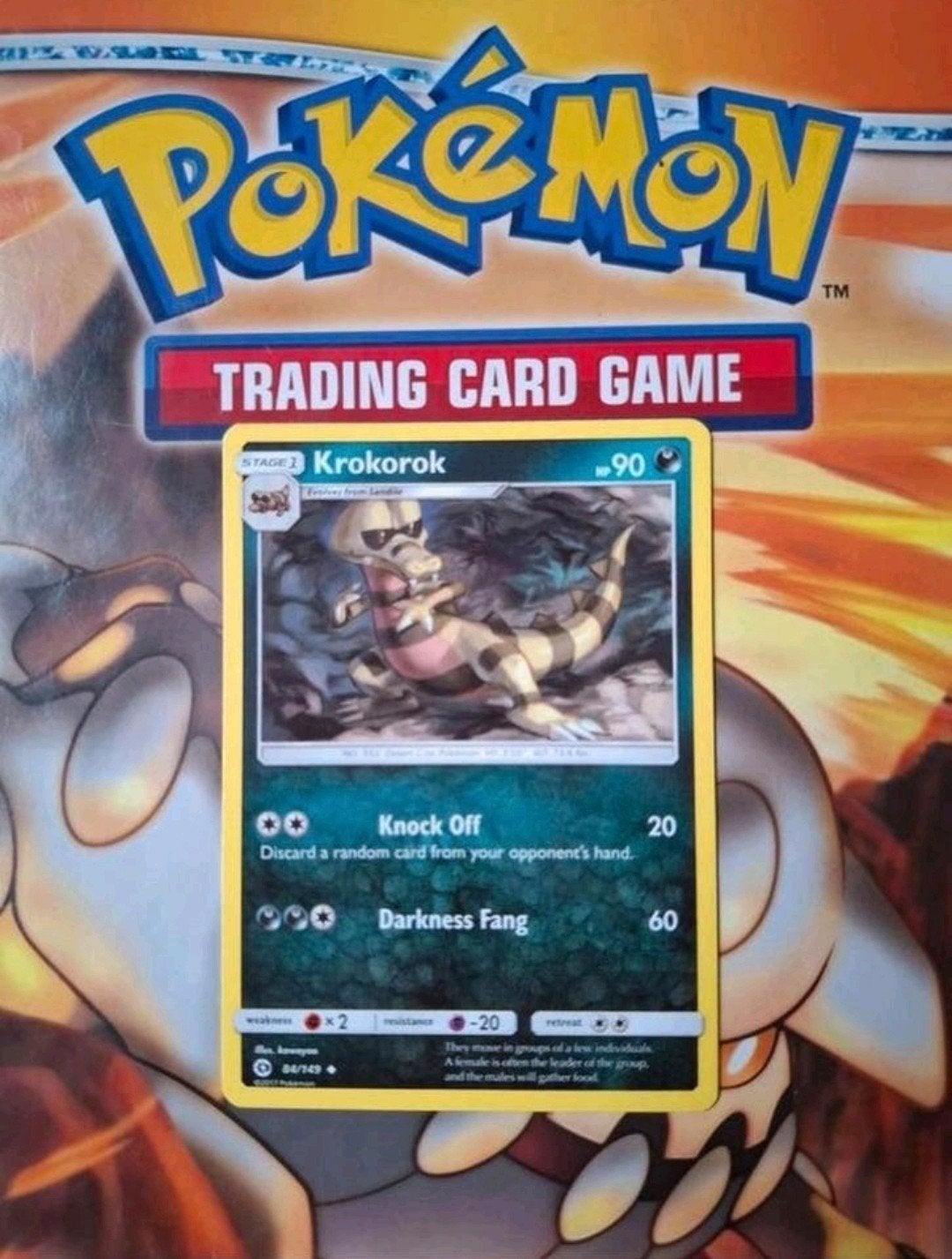 Krokorok 84/149 Sun&moon base set pokemon kaart, Ophalen of Verzenden, Zo goed als nieuw, Losse kaart