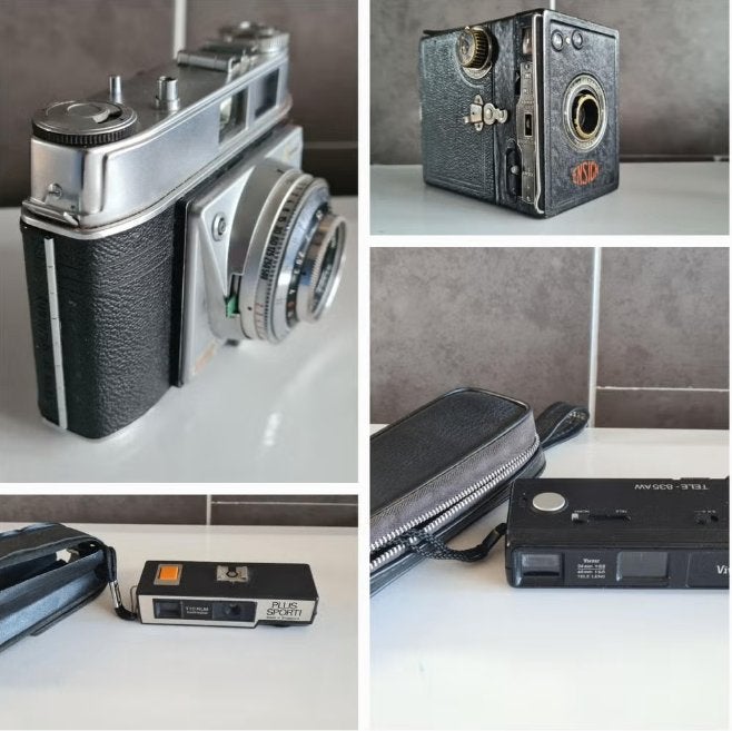 Verzameling analoge camera's uit de jaren 20, 50, 70 en 80, Ophalen of Verzenden, 1940 tot 1960, Fototoestel