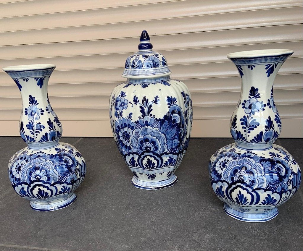 Set van 3 Delfts Blauwe Vazen en Handgeschilderd Holland, Antiek en Kunst, Antiek | Keramiek en Aardewerk, Ophalen