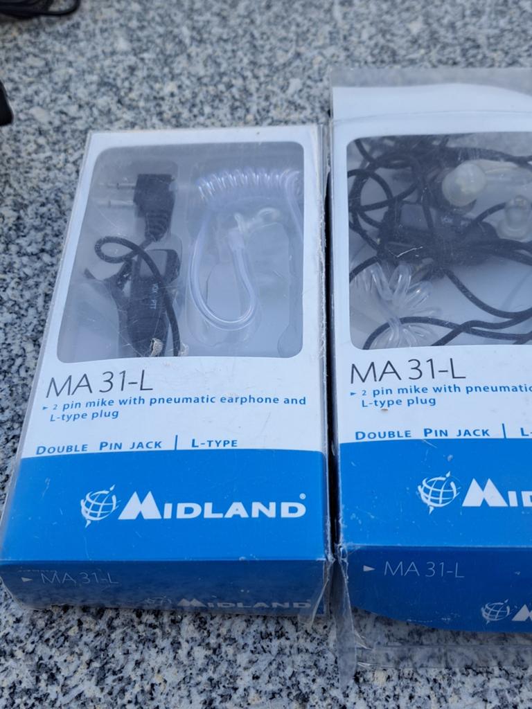 Kenwood set met 2 antennes en 2 Midland MA31-L headsets, Ophalen of Verzenden, Gebruikt, Portofoon of Walkie-talkie, Handsfree-functie