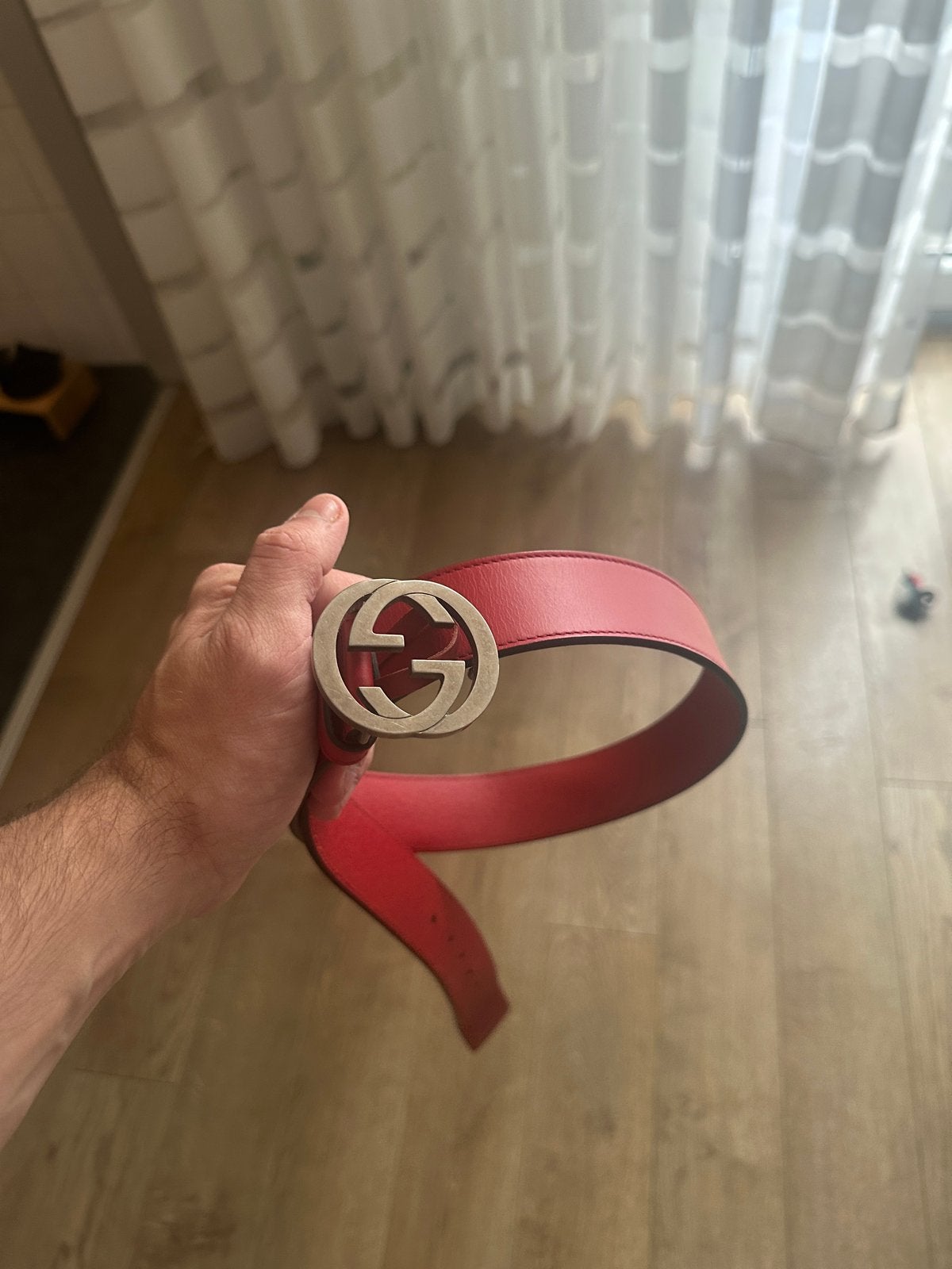 Gucci riem rood - Perfecte staat, 3 tot 5 cm, Echt leder, 90 tot 100 cm, Heupriem