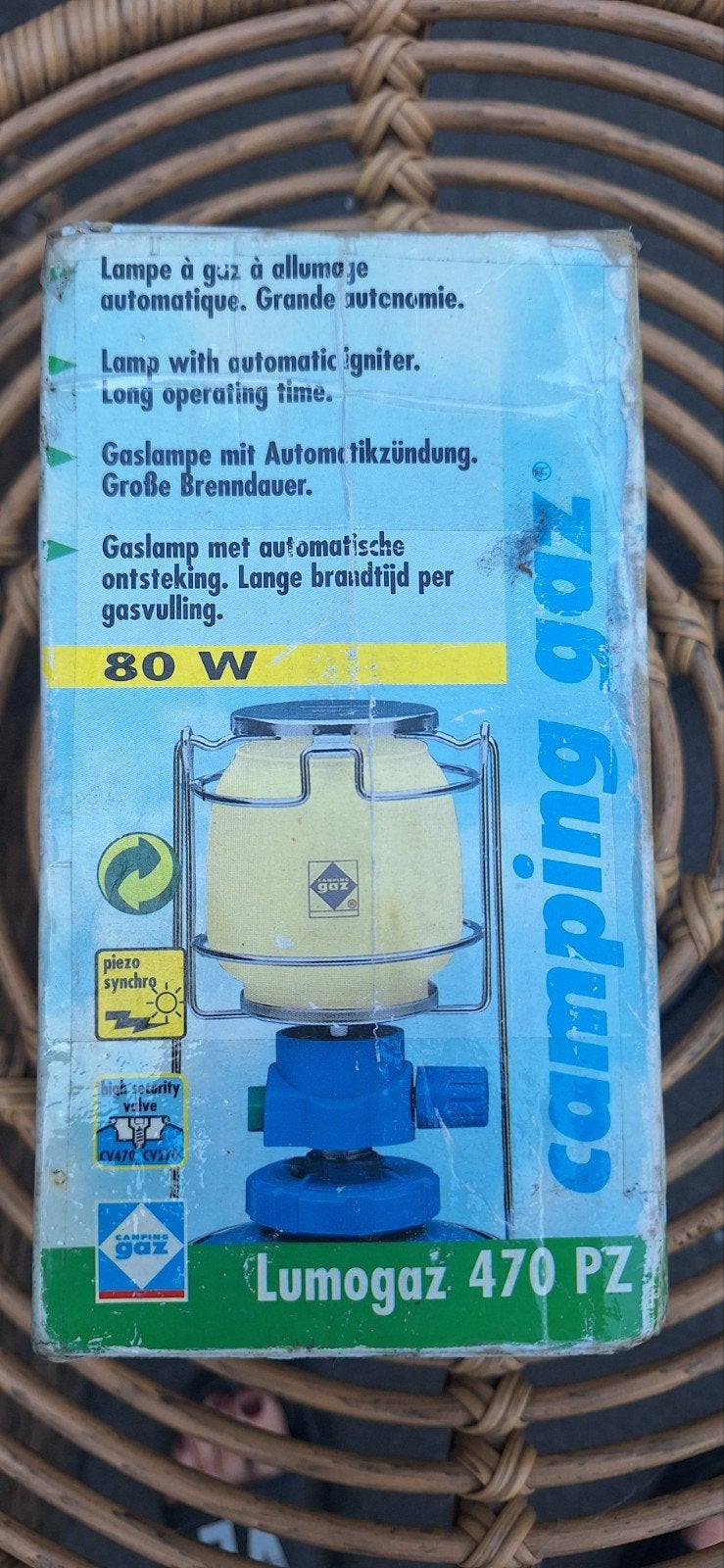Campingaz Lumogaz 470 PZ Gaslamp - 80W met piëzo-ontsteking, Ophalen of Verzenden, Gebruikt