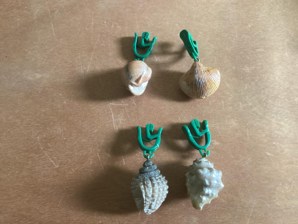 Tafelkleedhangers met schelpverzwaarders (4 stuks), Ophalen of Verzenden, Gebruikt, Binnen