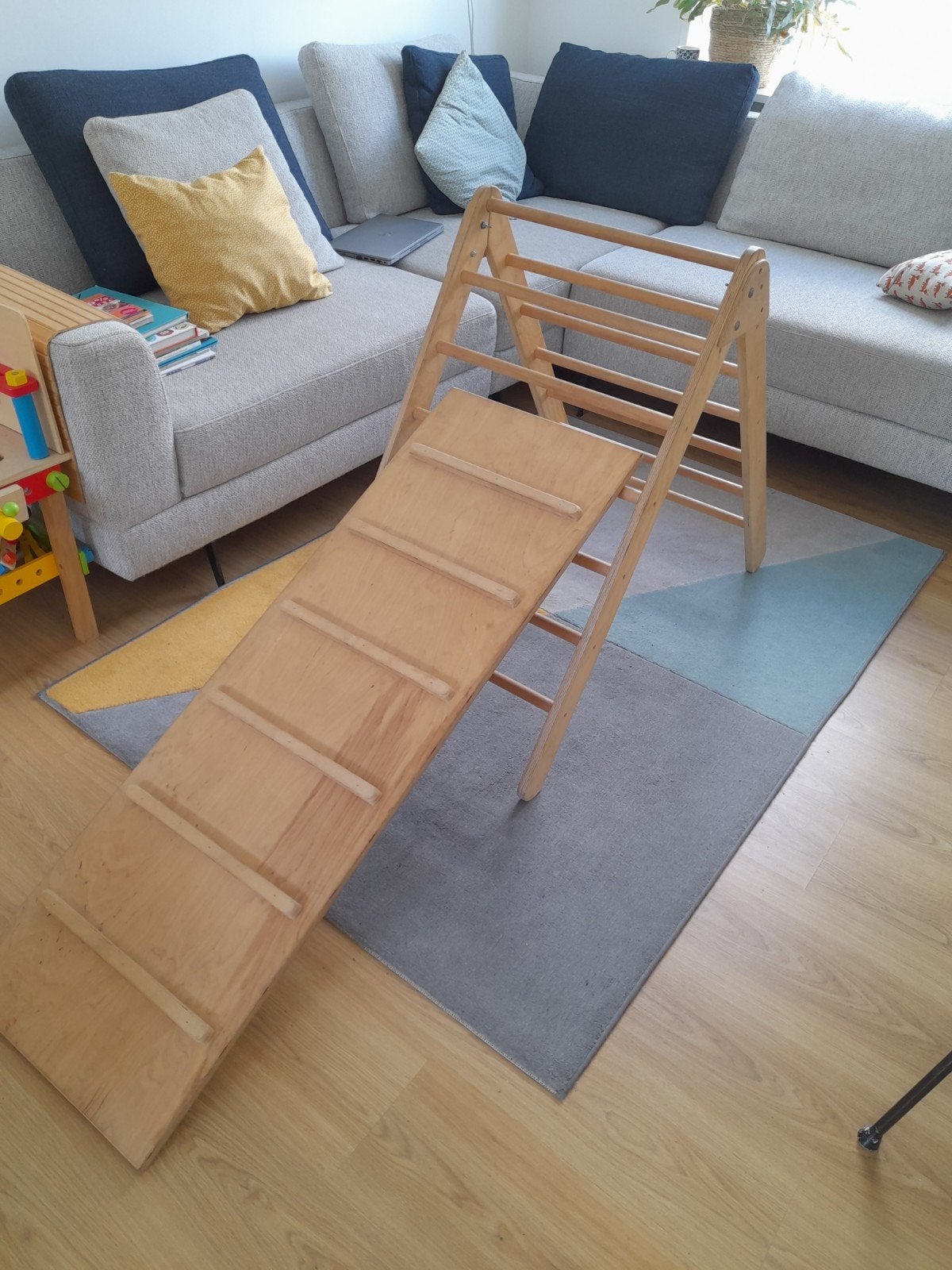 Houten Klimrek / Montessori Pikler driehoek, met glijbaan en, Ophalen, Zo goed als nieuw, Klimwand