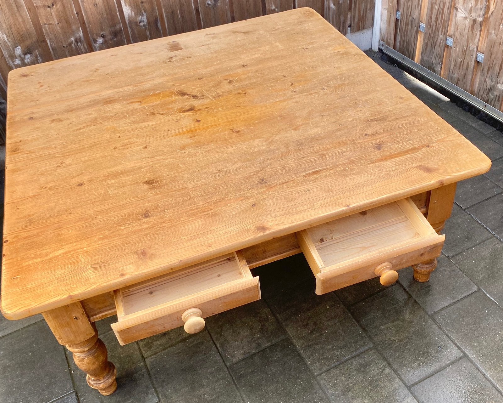 GROTE HOUTEN SALONTAFEL 120 X 120 X 48 CM., Huis en Inrichting, Tafels | Salontafels, Ophalen, Gebruikt, Vierkant, 5 – 50