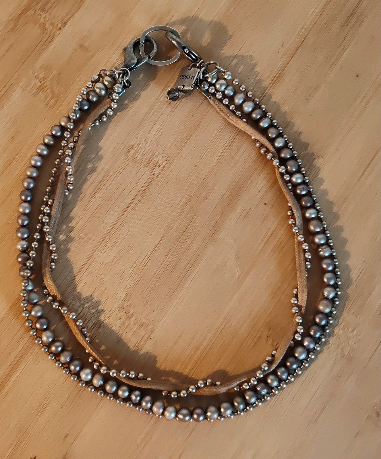 Odetti halsketting met zoetwaterparels en Swarovski kristal, Ophalen of Verzenden, Gebruikt, Overige materialen, Met kristal