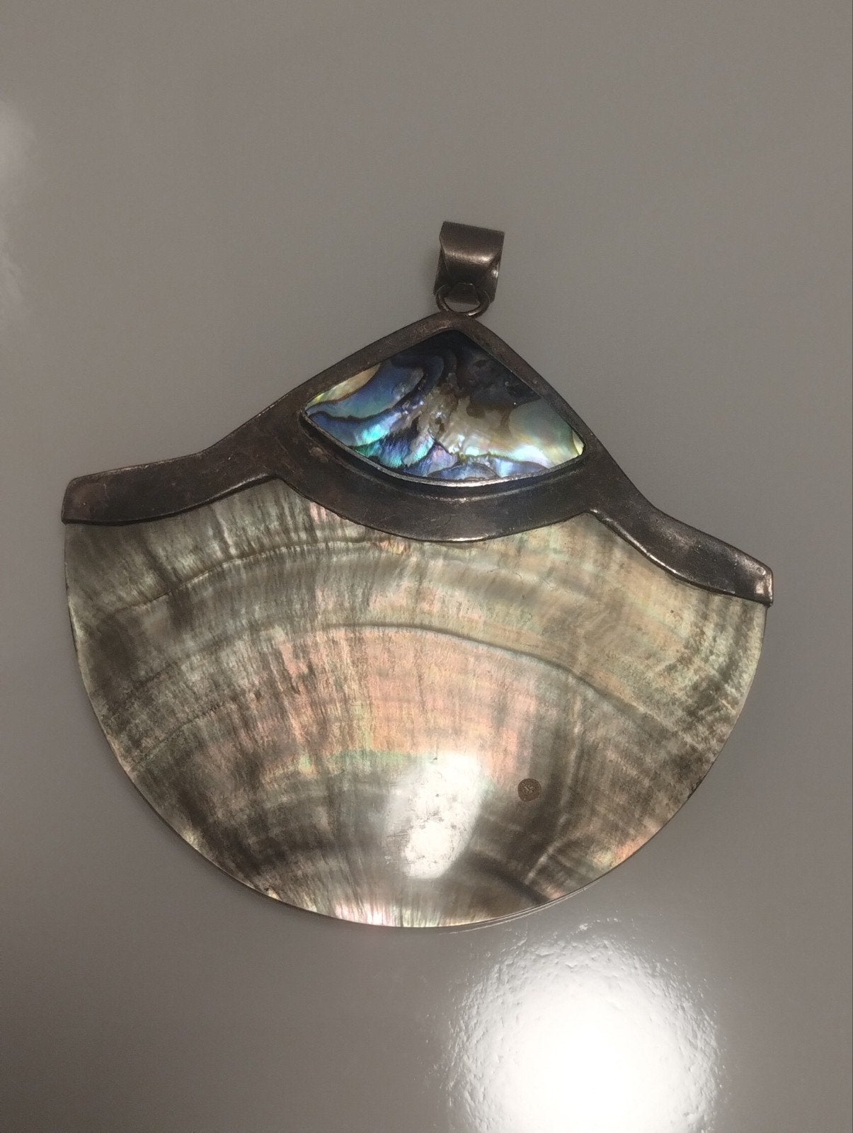 Sterling zilveren ketting hanger met abalone schelp, Ophalen of Verzenden, Zilver, Hanger