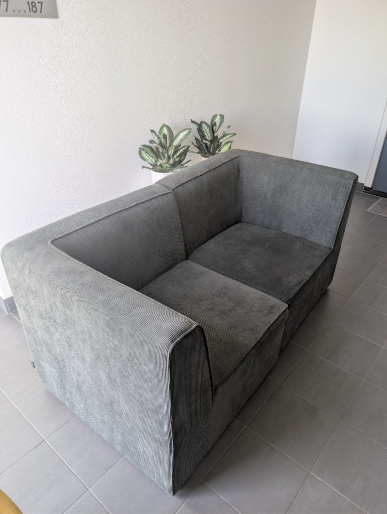 Beliani LEMVIG Groene Corduroy 2-Zits Bank 166cm, 150 tot 200 cm, Tweepersoons, 75 tot 100 cm, Ophalen of Verzenden
