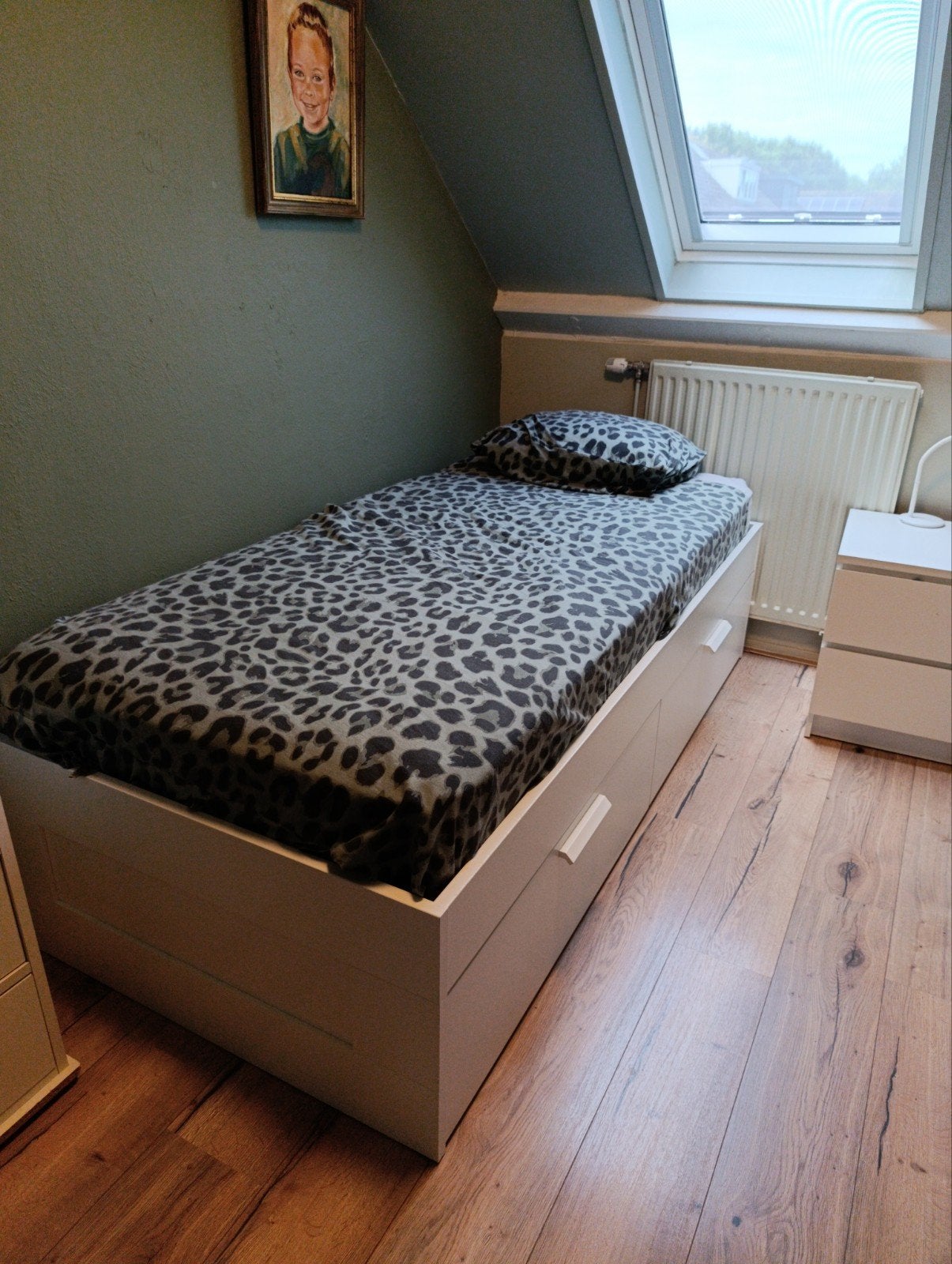 Ikea Brimnes eenpersoonsbed wit met 2 opberglades, Huis en Inrichting, Slaapkamer | Bedden, 90 cm, Eenpersoons, Wit, Ophalen of Verzenden