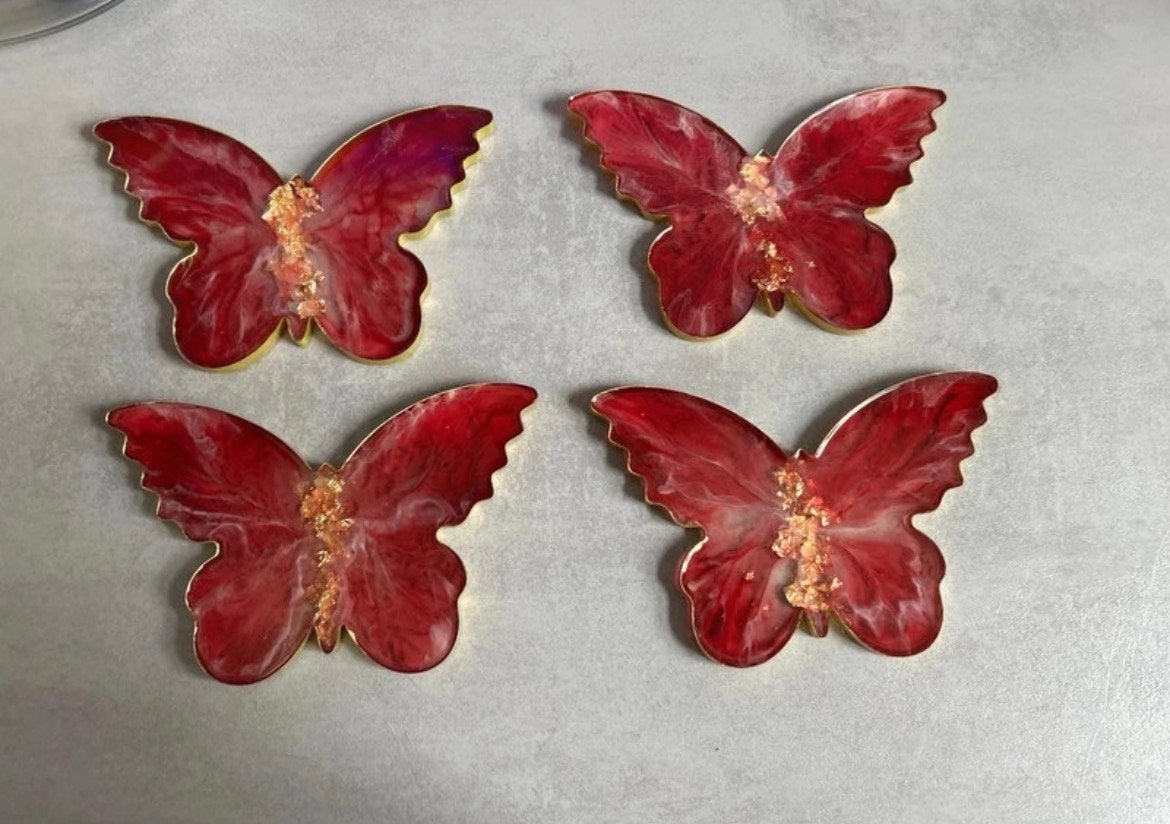 4 handgemaakte onderzetters vlinder nieuw, Ophalen of Verzenden, Nieuw