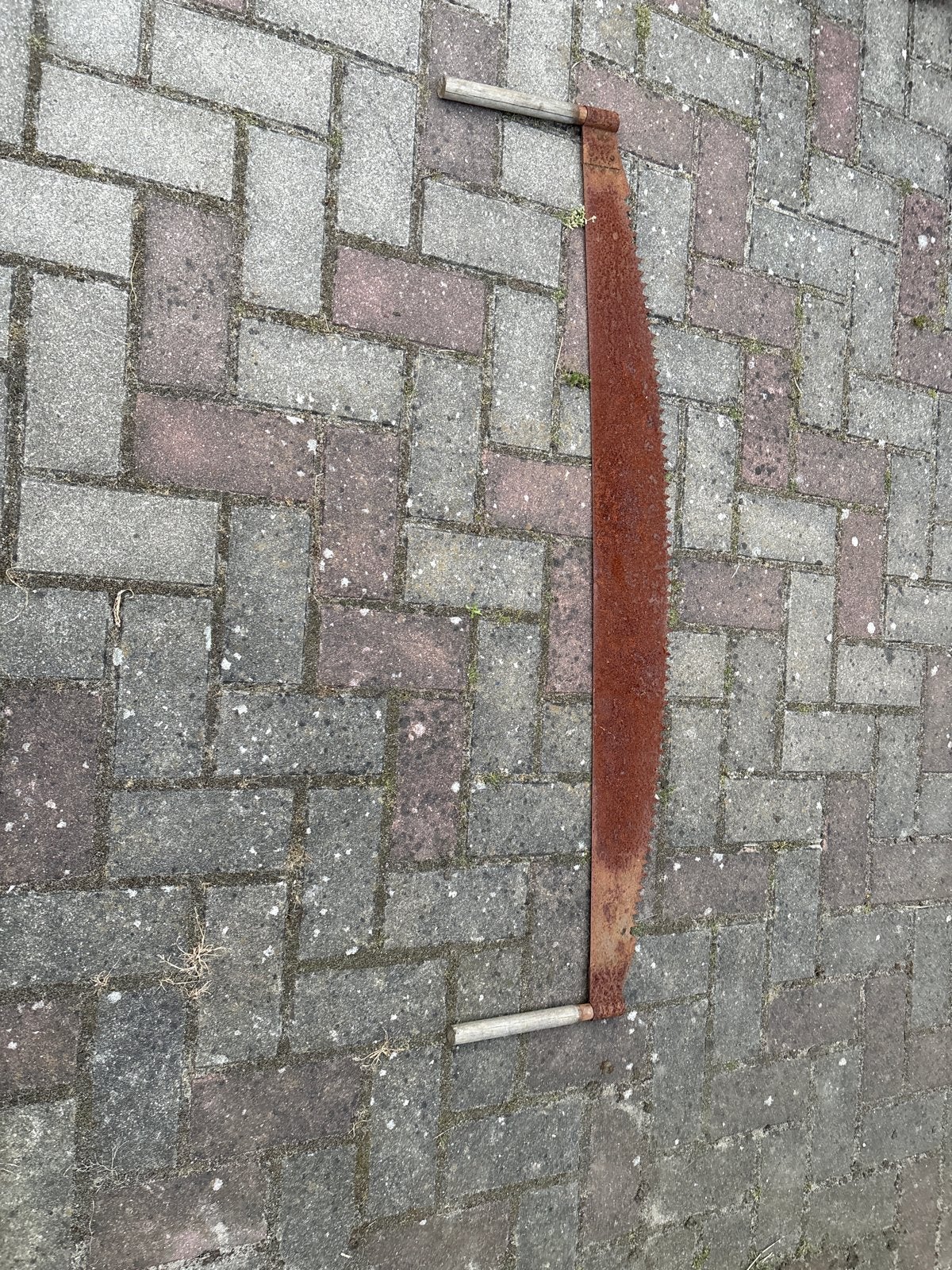 Antieke roestige trekzaag - Decoratie, Ophalen, Gebruikt