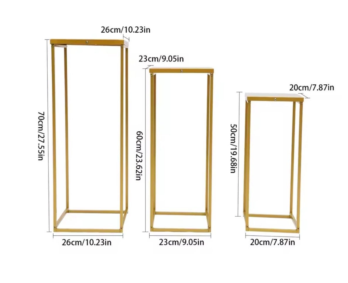 Gouden set van 3 standaarden voor decoratie, Ophalen, Zo goed als nieuw, Goud, Metaal