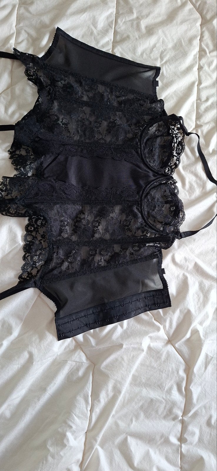 Zwarte kanten body/korset maat 70B, Onbekend, Ophalen of Verzenden, Zwart, Body of Korset