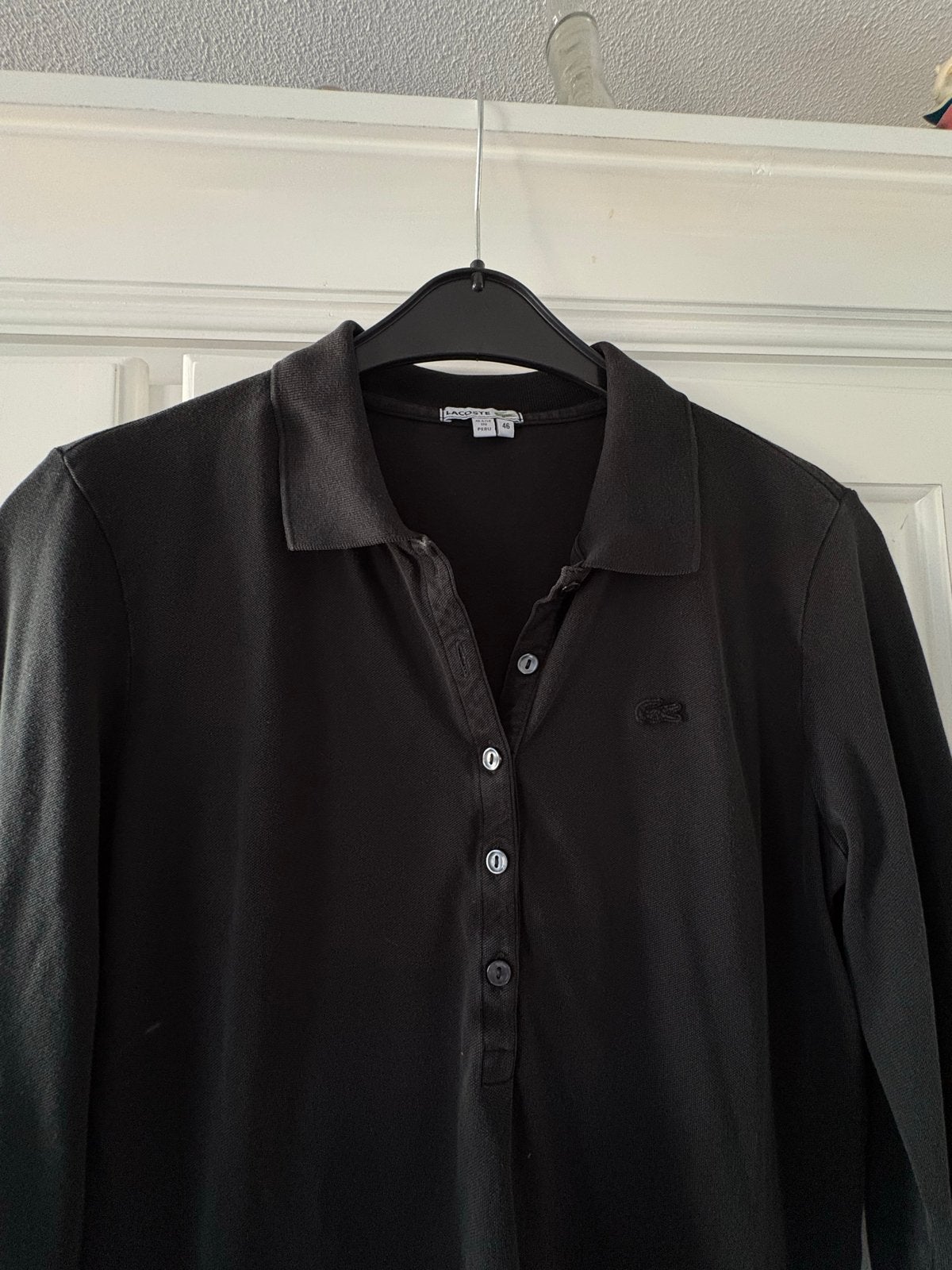 Lacoste polo shirt met lange mouwen - Zwart, Zwart, Maat 46/48 (XL) of groter, Ophalen of Verzenden, Zo goed als nieuw