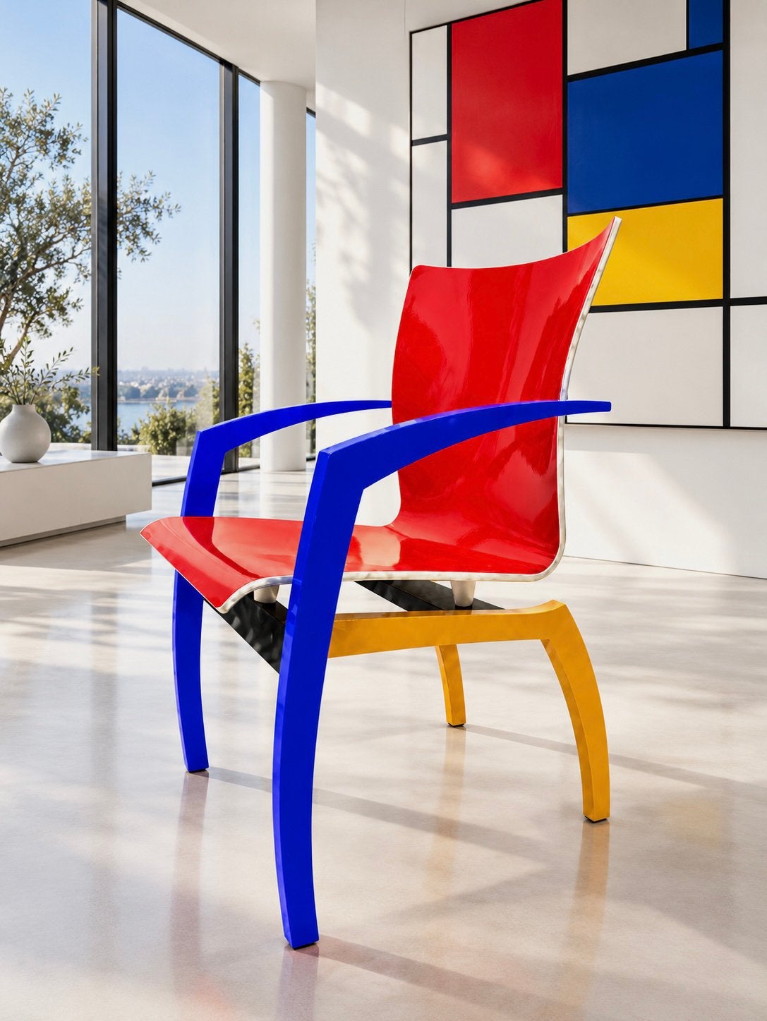 Leolux Camarilla eetkamerstoel "Mondriaan" / De Stijl, Huis en Inrichting, Ophalen, Zo goed als nieuw, Eén, Hout