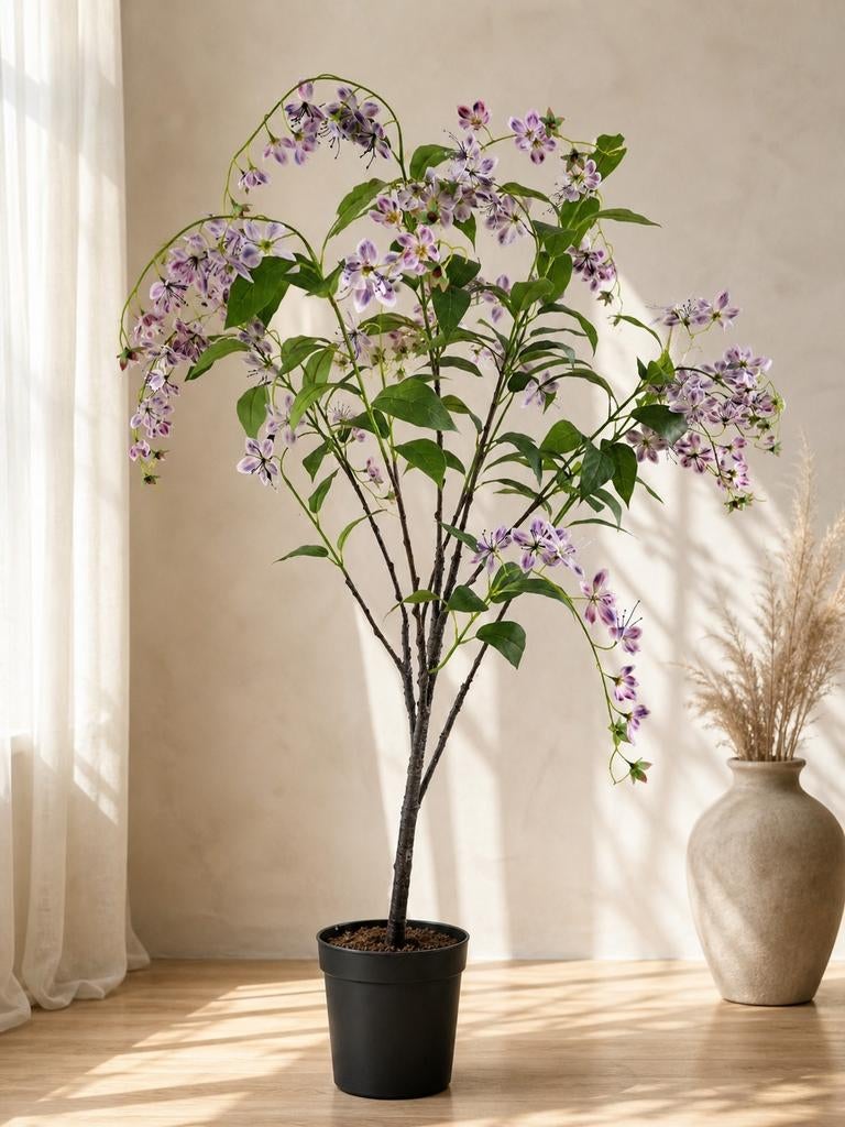 Kunstboom met paarse bloesem - Realistische kunstplant, Onderhoudsvrij, Kunstplant, Nieuw, Ophalen of Verzenden