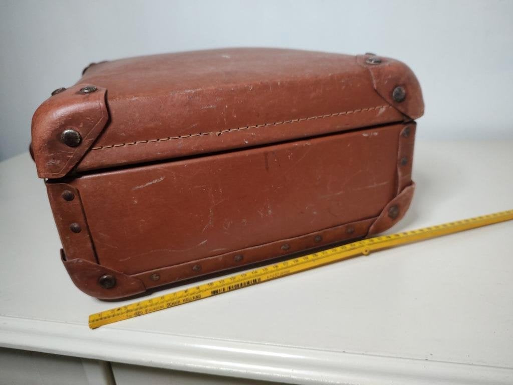K565 VINTAGE jaren 40 koffer van vulcan fibre, Sieraden, Tassen en Uiterlijk, Gebruikt, Minder dan 50 cm, Ophalen of Verzenden