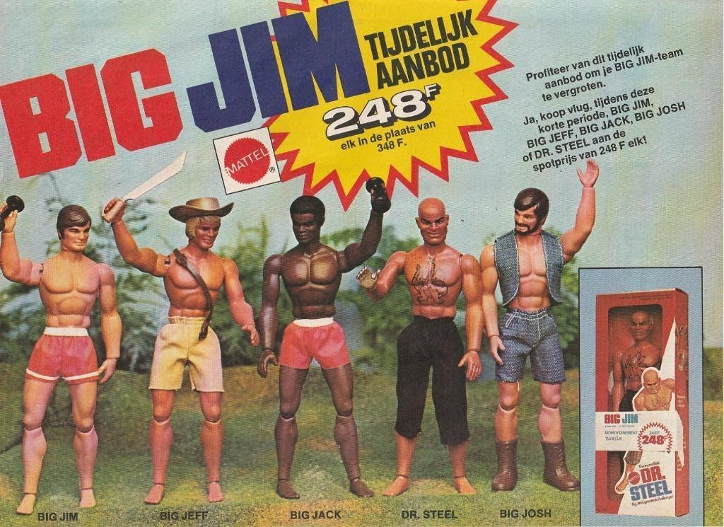 Retro reclame 1977 Mattel Big Jim actiefiguur & Big Josh, Verzenden, Overige typen