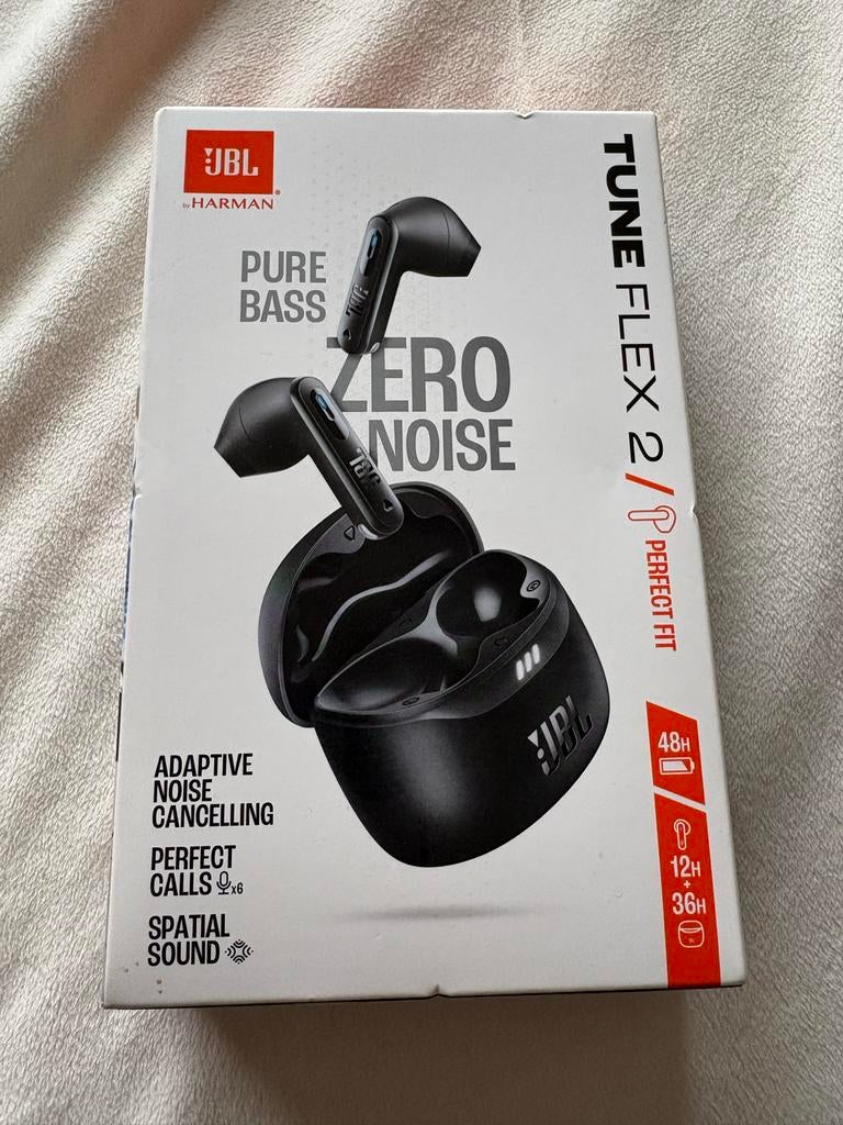 JBL Tune Flex 2 - Noise Cancelling Oordopjes - Zwart, Telecommunicatie, Mobiele telefoons | Oordopjes, Zwart, Nieuw, Ophalen of Verzenden