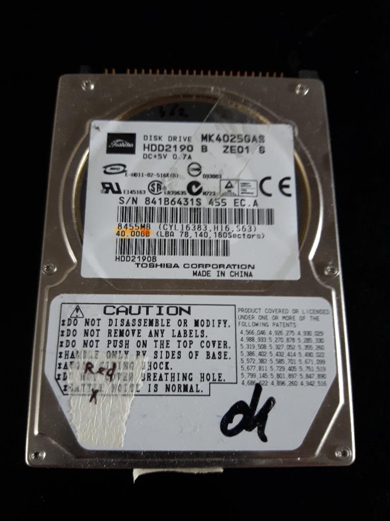 Toshiba MK4025GAS 40GB IDE - 2,5" [HDD-462x] 9-5, Computers en Software, Harde schijven, Ophalen of Verzenden, 40gb, Niet werkend