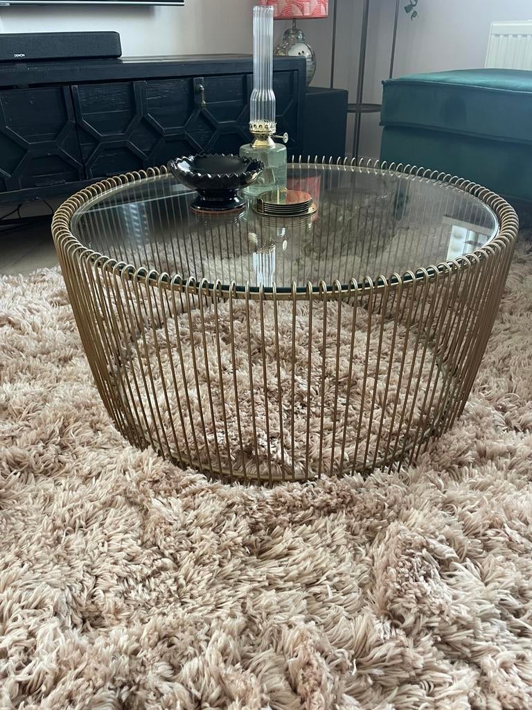 Riverdale salontafel Rocco glas goud, Ophalen, Gebruikt, 100 tot 150 cm, Rond