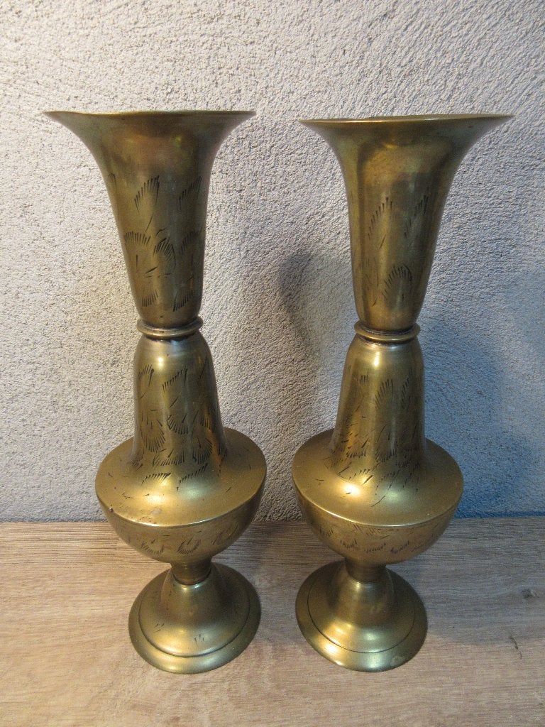 Vintage koperen vazen vaasjes, Antiek en Kunst, Ophalen of Verzenden
