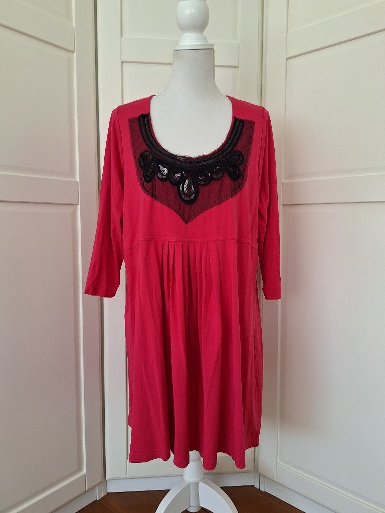 Yoek hard roze tuniek met voile, maat L (valt als XL), Yoek, Maat 42/44 (L), Ophalen of Verzenden, Roze
