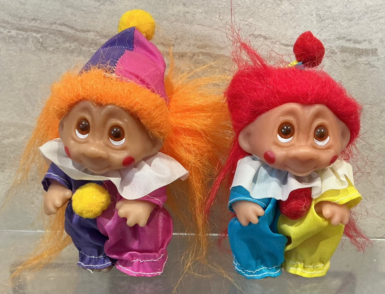 Vintage Set van 2 Vintage Dam Trolls  - 1985 Clowns., Verzenden, Gebruikt