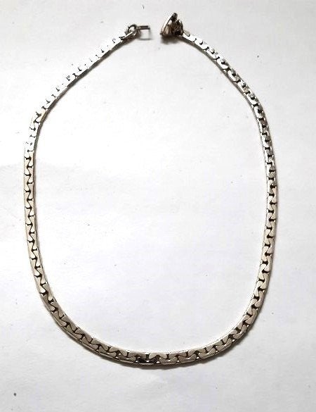Mooie zilverkleurige ketting platte infinity schakel, Ophalen, Nieuw, Zilver, Overige materialen