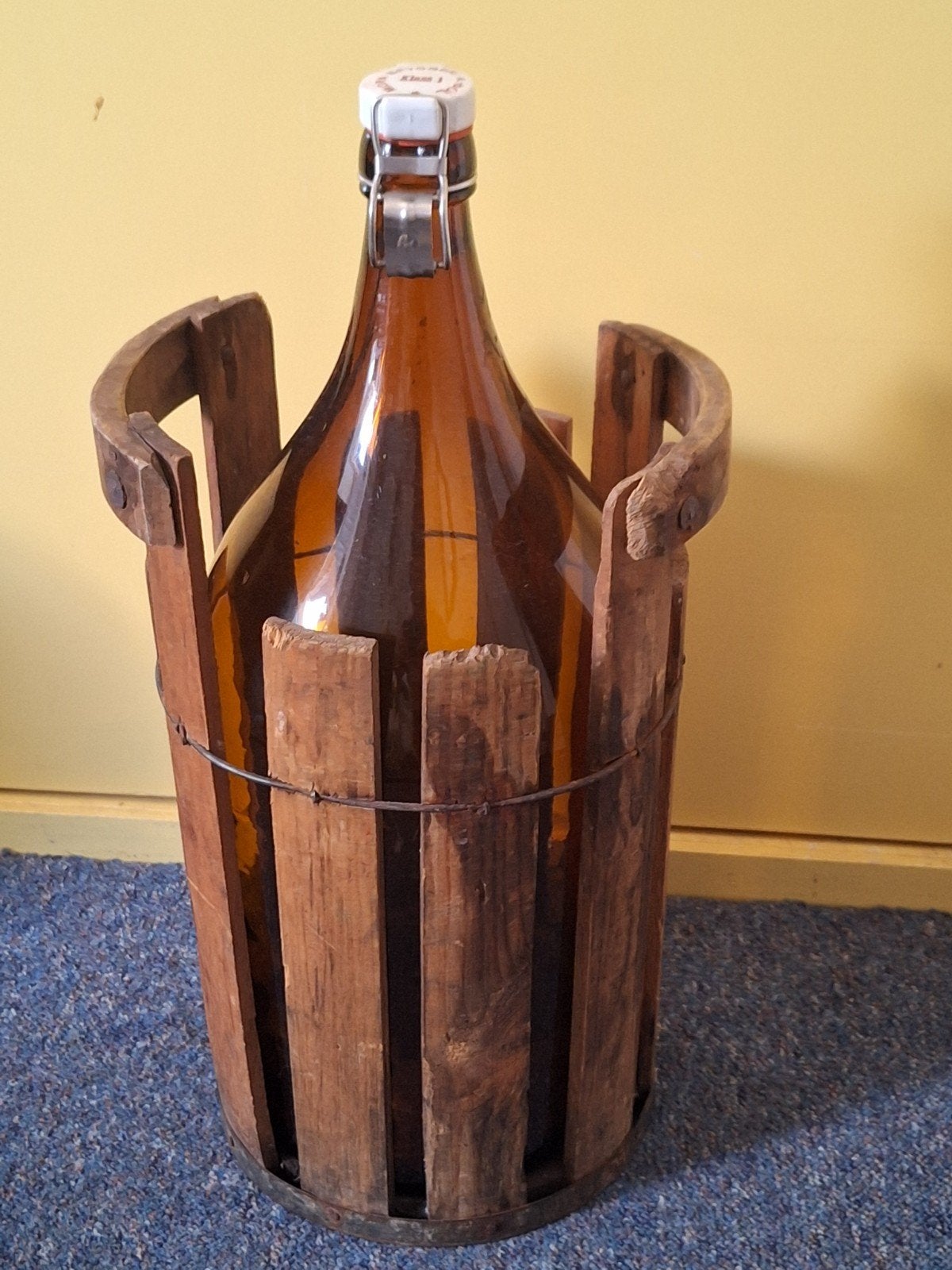 Vintage Mora Bryggeri Glazen Fles met Houten Krat, Ophalen