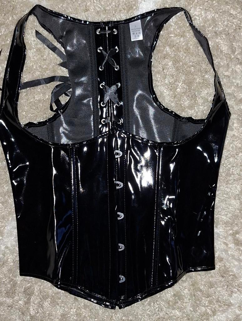 Pu lak corset met open buste (nieuw) maat L, Verzenden, Nieuw