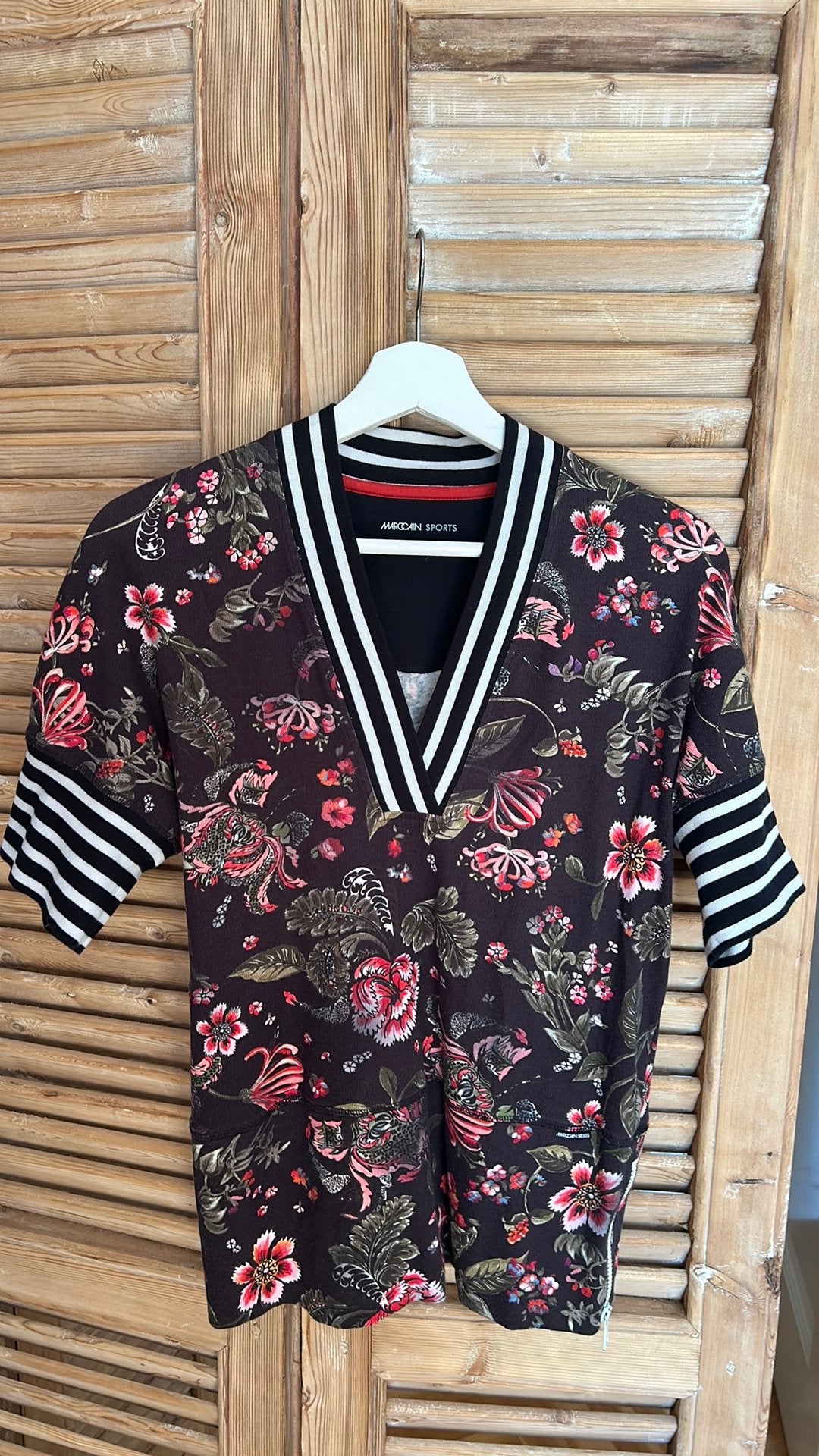 Marccain sports ribbelshirt zwart wit, Maat 38/40 (M), Zwart, Ophalen of Verzenden, Zo goed als nieuw