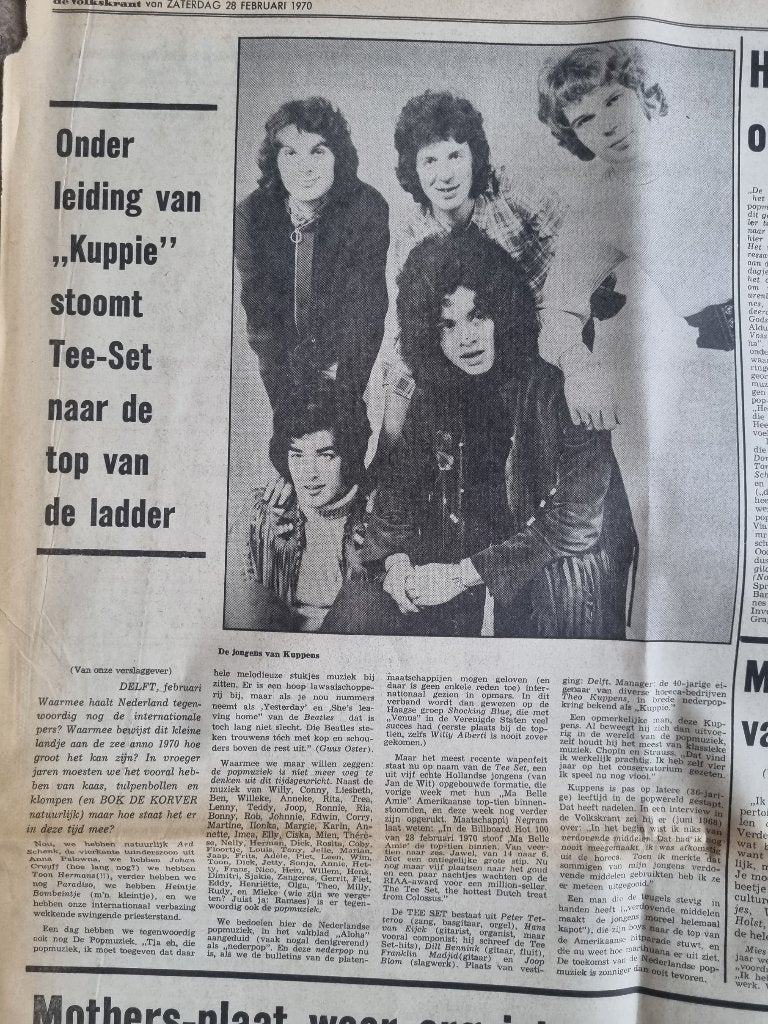 Artikel Nederlandse popgroep Tee Set (1970), Ophalen of Verzenden, 1960 tot 1980, Knipsel(s)