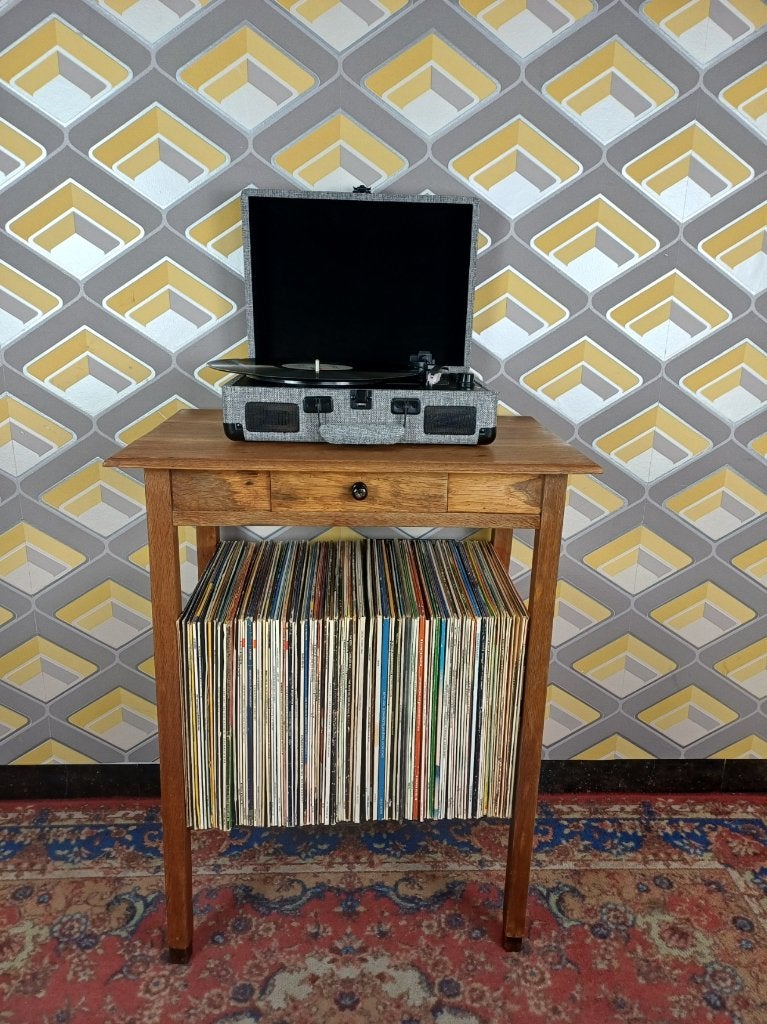 Audiomeubel platenkast platenspelerkast retro vintage hout, Gebruikt, Artdeco, 25 tot 50 cm, 50 tot 100 cm