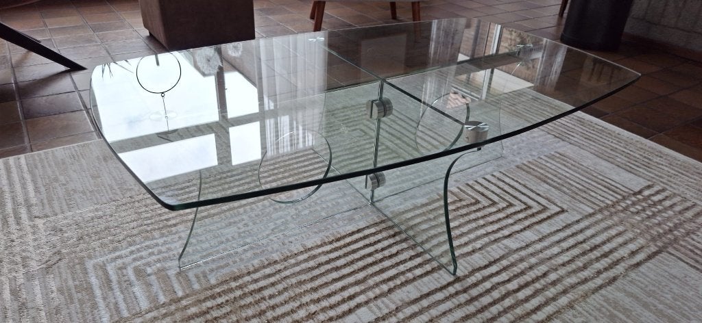 glazen salontafel en bijzettafel, Huis en Inrichting, Ophalen, 50 – 75, Hard glas, 100 tot 150 cm