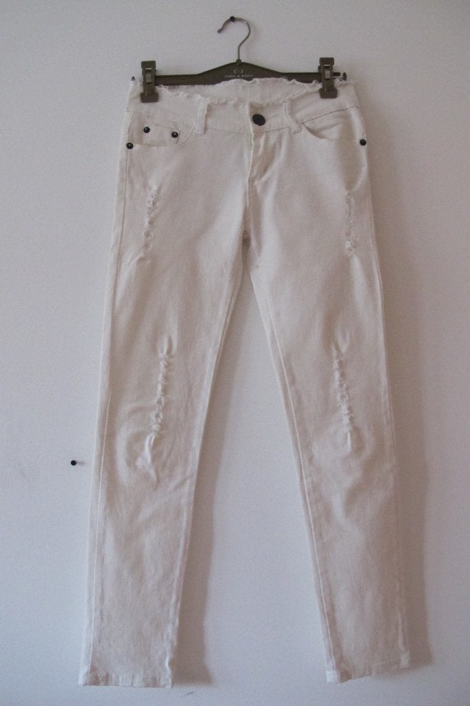 White ripped jeans, Ophalen of Verzenden, Zo goed als nieuw, Overige kleuren, W28 - W29 (confectie 36)
