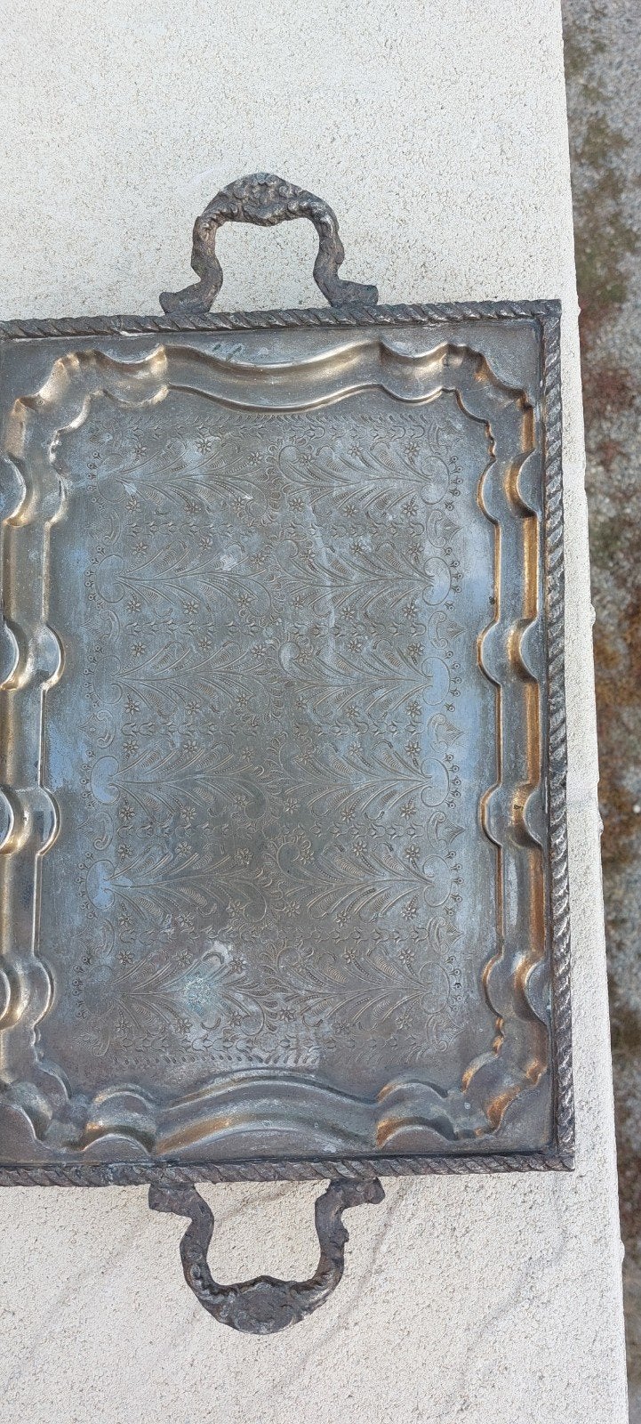 dienblad verzilverd  Frans, Ophalen of Verzenden, Metaal