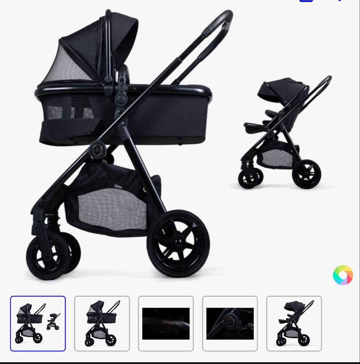 B.Bee Kinderwagen Zwart - Complete Combiwagen, Kinderen en Baby's, Kinderwagens en Combinaties, Gebruikt, Combiwagen, Met reiswieg