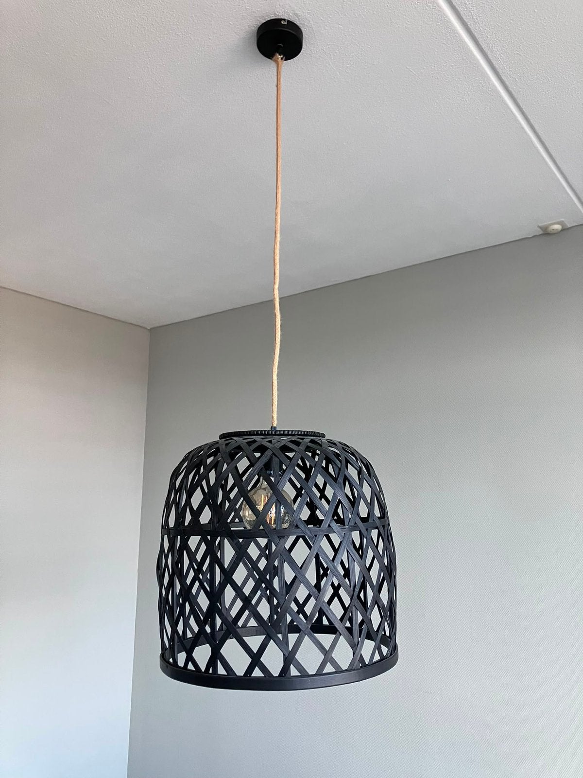 Zwarte rotan hanglamp, Ophalen