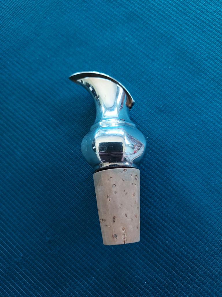 Zilverkleurige Flessenstop met Kurk, Antiek en Kunst, Ophalen of Verzenden