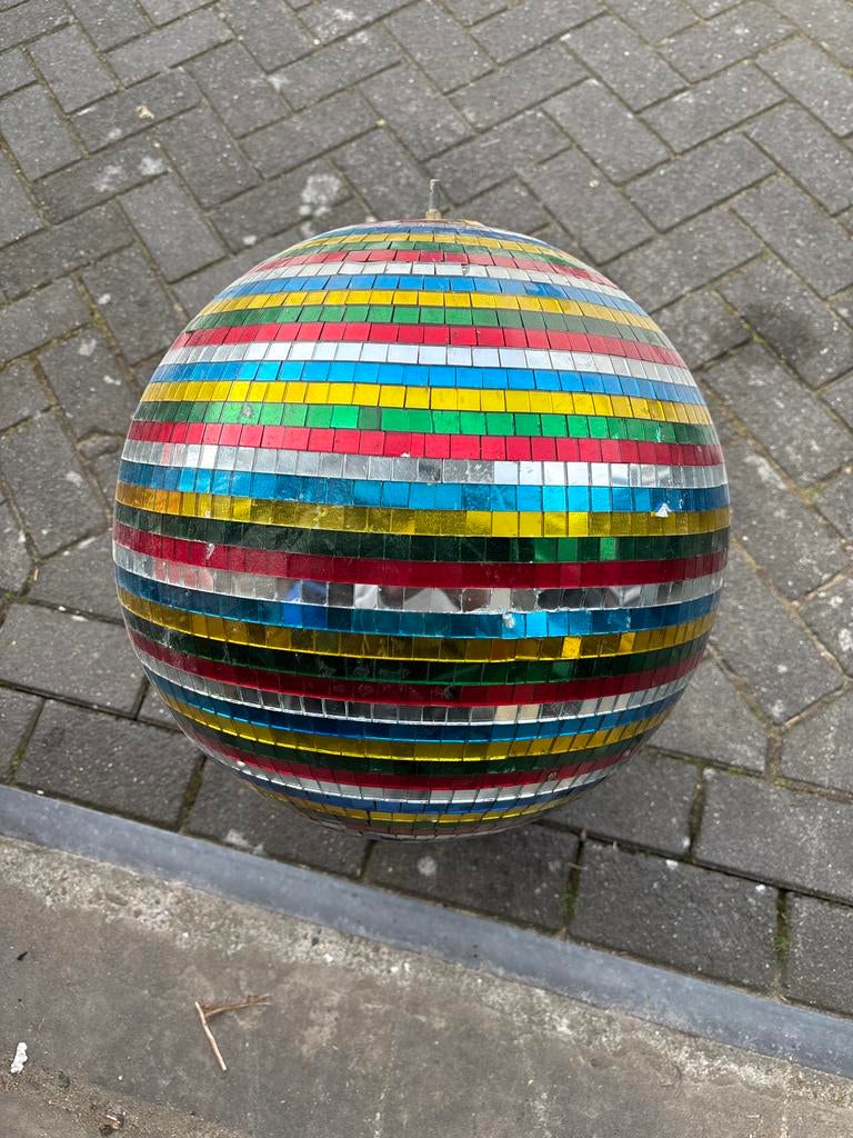 Gekleurde Spiegelbol 40cm - Feestelijke Decoratie, Ophalen, Gebruikt, Versiering, Verjaardag