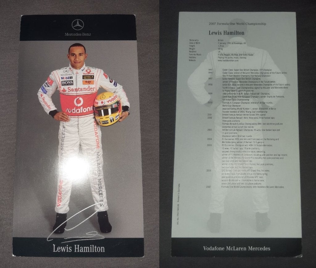 McLaren F1 Lewis Hamilton 2008 fact card, Verzenden, Nieuw, Auto's