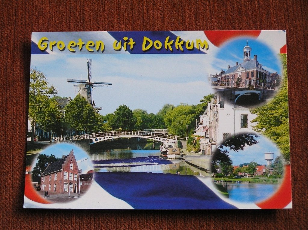 Dokkum Vierluik met o.a. Molen en Watertoren, Verzamelen, Ophalen of Verzenden, Voor 1920, Noord-Brabant