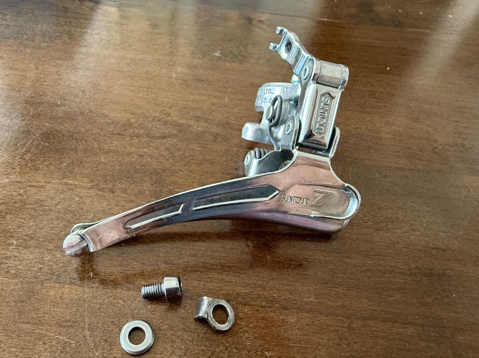 Suntour 7 voorderailleur - triple 4532 - 1982, Ophalen, Zo goed als nieuw, Derailleur of Ketting, Staal