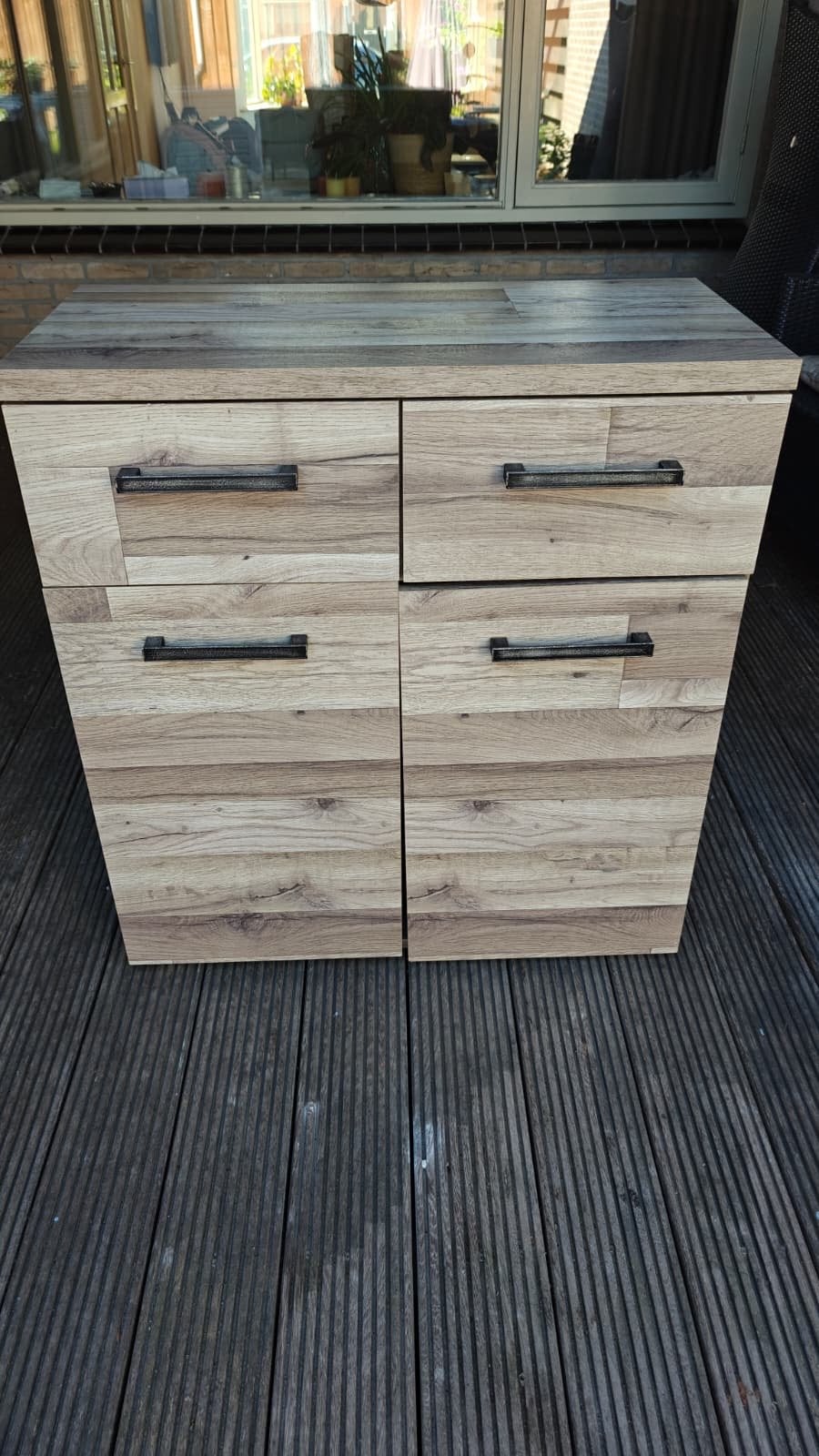 JYSK Commode met 2 Laden en 2 Deuren - Houtlook, Ophalen, Gebruikt, 1 of 2 laden, 50 tot 100 cm